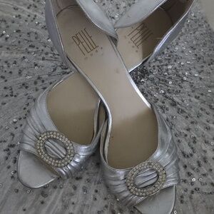 Silver Vintage D'Orsay PELLE MODA Peep-Toe 4"
